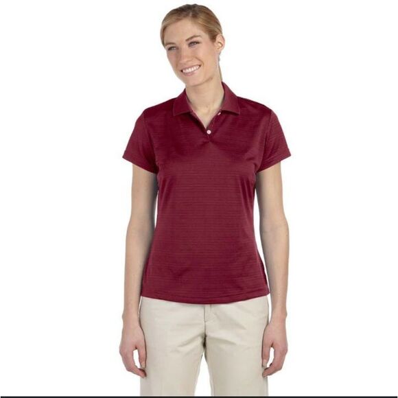 adidas - NWT Golf Women's ClimaLite Cardinal Red sz XL Textured Stripe Polo - Picture 1 of 11
